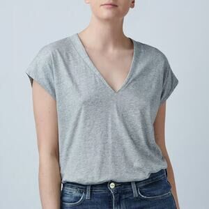 Frame Le Mid Rise Vneck Tank Top in Gris Heather Size XS